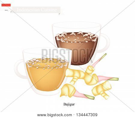 Indonesian Cuisine Bajigur or Traditional Hot Sweet Coffee with Ginger and Coconut Milk. One of The Most Popular Beverage in Indonesia.