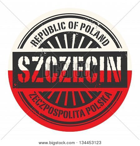 Grunge rubber stamp with the text Republic of Poland, Szczecin, vector illustration