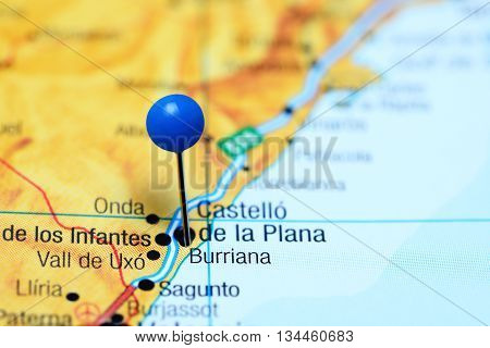 Burriana pinned on a map of Spain