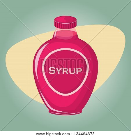 Syrup colorful bottle. Vector illustration in cartoon style