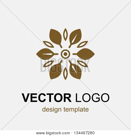 Modern stylish organic logo element in thin line style. Trendy design template. Ecology natural concept.