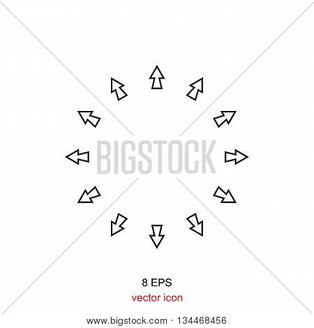 Black simple icon arrow isolated on white background
