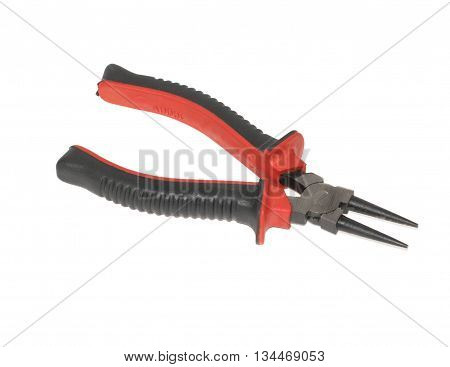 Red And Bladk Round Pliers Isolated