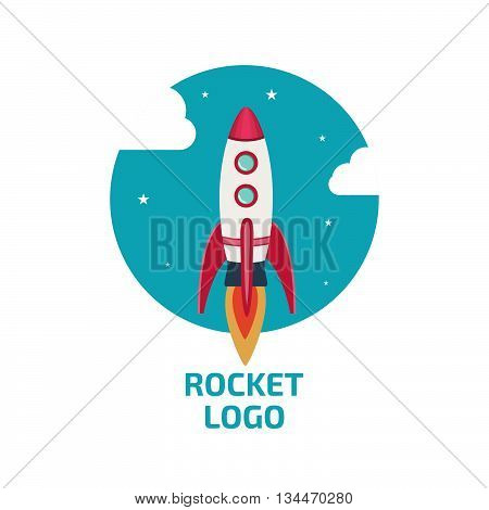 Rocket logo, icon. Stock vector. Vector illustration.