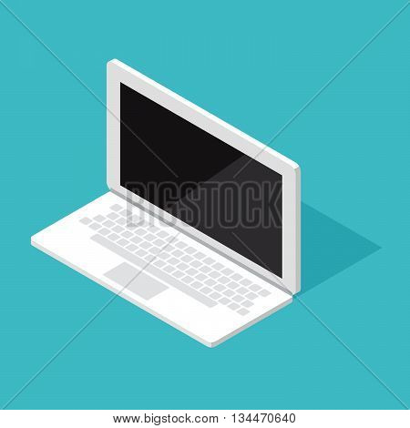 Computer Isometric laptop. Stock vector. Vector illustration.