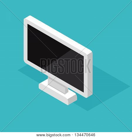 Computer Monitor Isometric decktop. Stock vector. Vector illustration.
