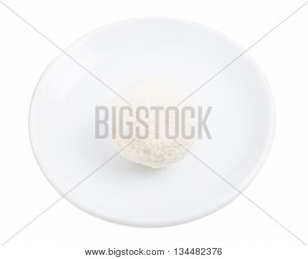 Delicious almond and coconut candy. Isolated on a white background.