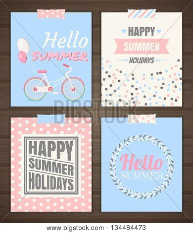 Summer holidays cards. Vector set of summer cards