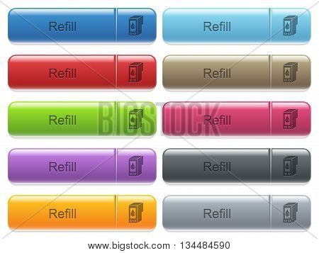Set of refill glossy color captioned menu buttons with engraved icons