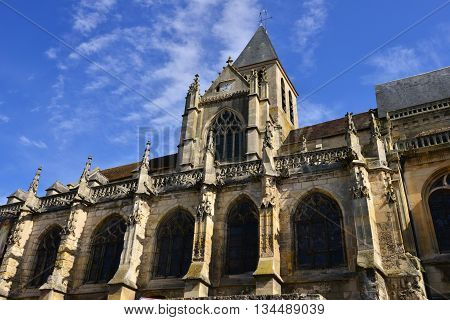Triel sur Seine France - april 12 2016 : the gothic and renaissance Saint Martin church