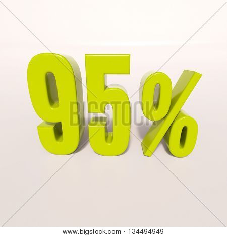 3d render: green 95 percent, percentage discount sign on white, 95%