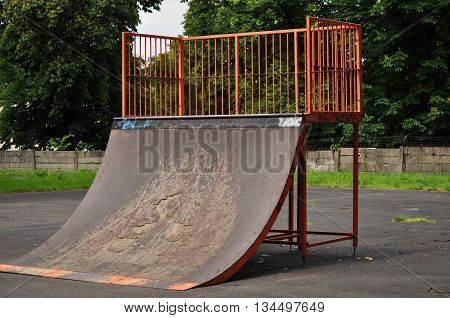 Jumping ramp on the public park for bicycle