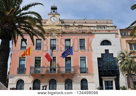 Sanary sur Mer France - april 20 2016 : the pink city hall