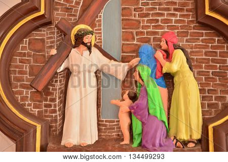 Les trois Ilets; Martinique France - august 31 2015 : the stations of the cross in the church