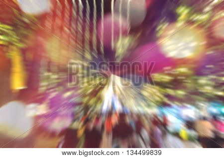 Abstract Blurred and soft photo of night festival and bokeh of lights background