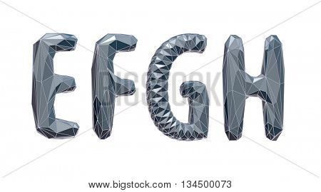 high-tech alphabet set,  E, F, J, H, 3d illustration