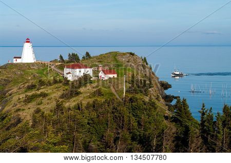 Lighthouse with Fishing Boat on Grand Manan New Brunswick