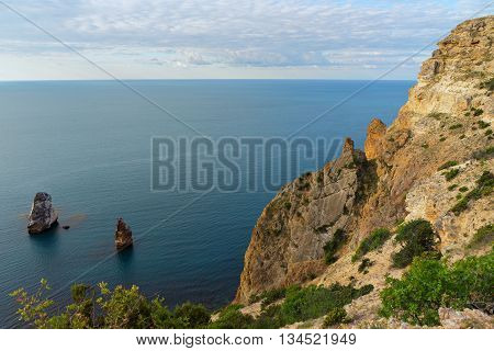 Beautiful Cape Fiolent. Heraclean peninsula on the southwest coast of Crimea. Balaclava district of Sevastopol.