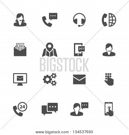 flat icon advice gray set of 16