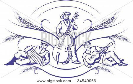 Vector illustration template for creating a logo or Icon on the theme of retro music and alcohol. Pub karaoke etc.emblem template.