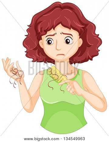 Hair falling out from woman head illustration