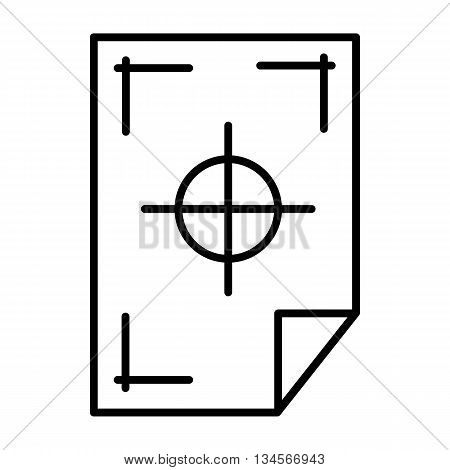 Printer marks on a paper icon in outline style isolated on white background