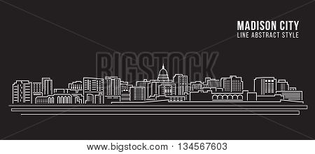 Cityscape Building Line art Vector Illustration design - Madison city