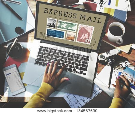 Postal Postage Mail Package Stamp Concept