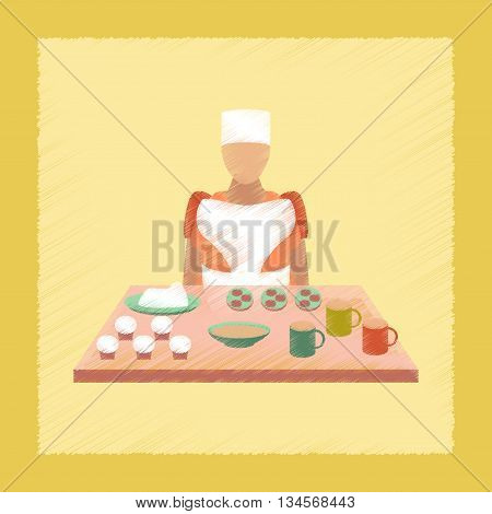 flat shading style icon education school cook