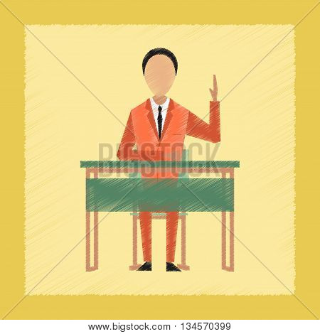 flat shading style icon school pupil at school desk