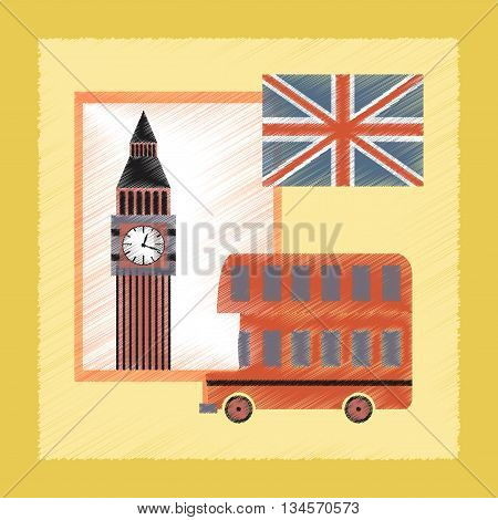 flat shading style icon school United Kingdom set