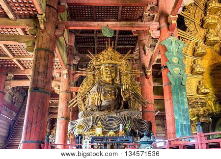 Statue of Kokuzo Bosatsu in Todai-ji temple - Nara, Japan