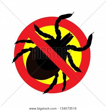 Vector Image Of A Tick In A Red Crossed-out Circle - Ticks Stop Sign