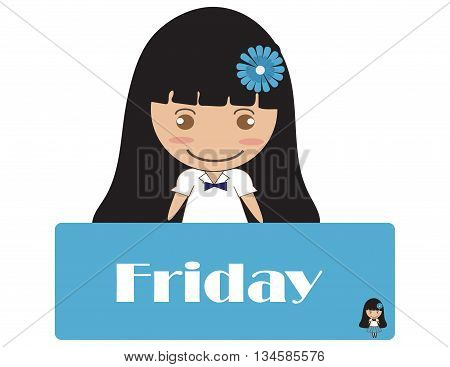 day of the week Friday cute cartoon.