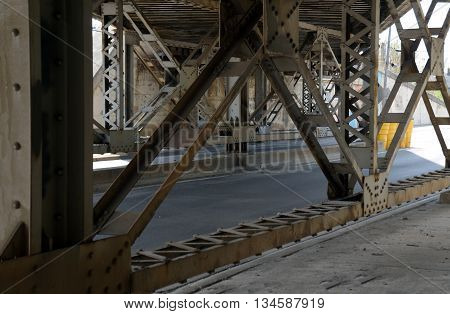 Motorists and pedestrians may pass through the Scott Street Viaduct near downtown Joliet, Illinois.