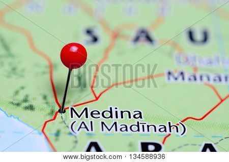 Medina pinned on a map of Saudi Arabia