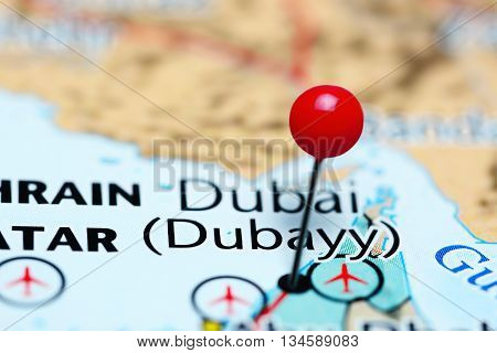 Dubai pinned on a map of UAE