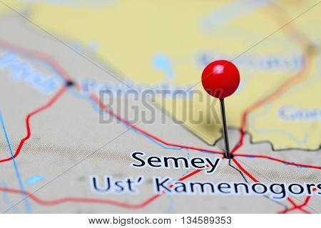 Semey pinned on a map of Kazakhstan