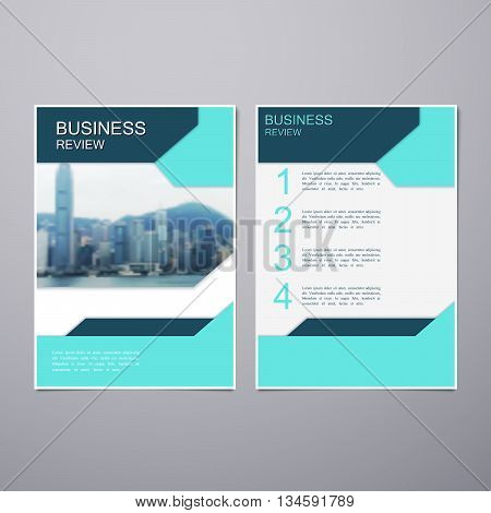 Business Review Leaflet. Brochure or Flyer A4 size template design. Book cover layout design template. Abstract business presentation template with Hong Kong cityline