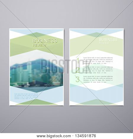 Business Review Leaflet. Brochure or Flyer A4 size template design. Book cover layout design template. Abstract business presentation template with Hong Kong cityline
