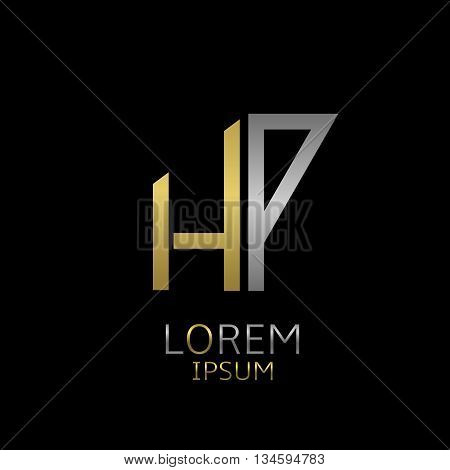 Golden H and silver P letters logo template for your business company