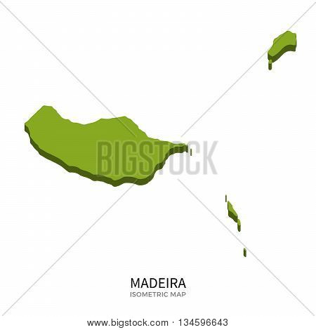 Isometric map of Madeira detailed vector illustration. Isolated 3D isometric country concept for infographic