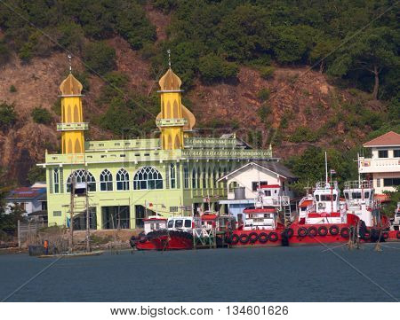 mosque across Songkhla Lake from Songkhla ferry dock, Songkhla, Thailand