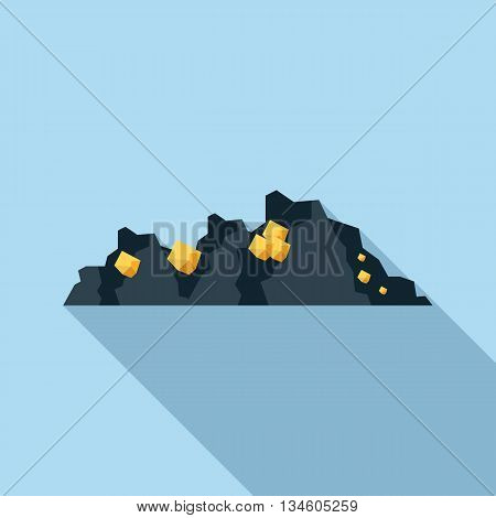 Gold mine icon in flat style on a light blue background