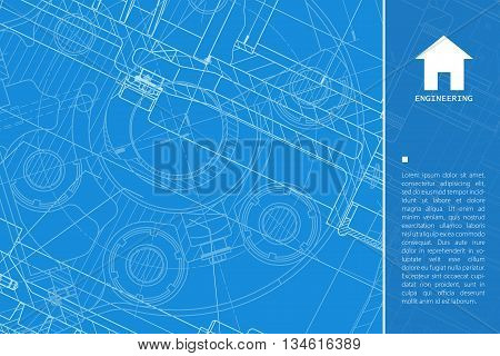 Vector technical blueprint of mechanism. Engineer illustration.  Architect background