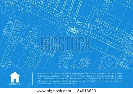 Vector technical blueprint of mechanism. Engineer illustration.  Architect background