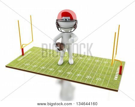 3d renderer image. White people playing on American Football field. Sport concept. Isolated white background.