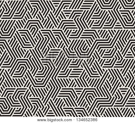 Vector Seamless Black And White Irregular Triangle Lines Geometric Pattern