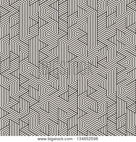 Vector Seamless Black And White Irregular Triangle Lines Geometric Pattern