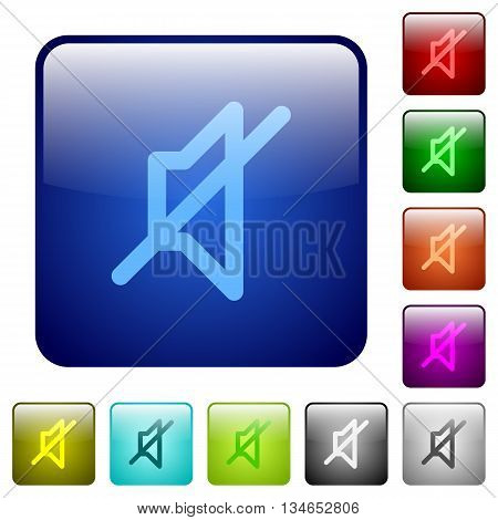 Set of mute color glass rounded square buttons